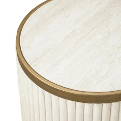 Ronde bijzettafelset beige goud - Richmond Interiors Tivoli