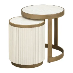 Ronde bijzettafelset beige goud - Richmond Interiors Tivoli