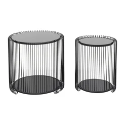 Ronde bijzettafel set met glas - Kare Design Wire Double