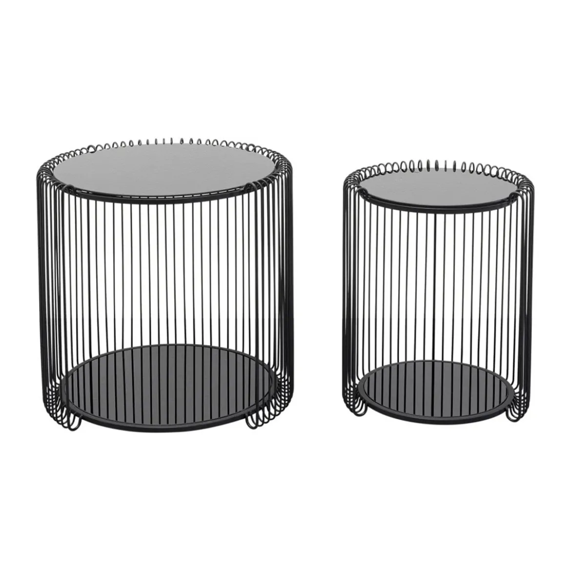Ronde bijzettafel set met glas - Kare Design Wire Double