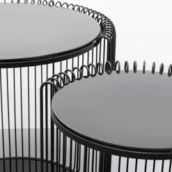 Ronde bijzettafel set met glas - Kare Design Wire Double