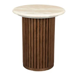 Ronde bijzettafel travertin walnoot - Dutchbone Arda