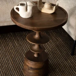 Ronde bijzettafel walnoot - Dutchbone Cath Walnut