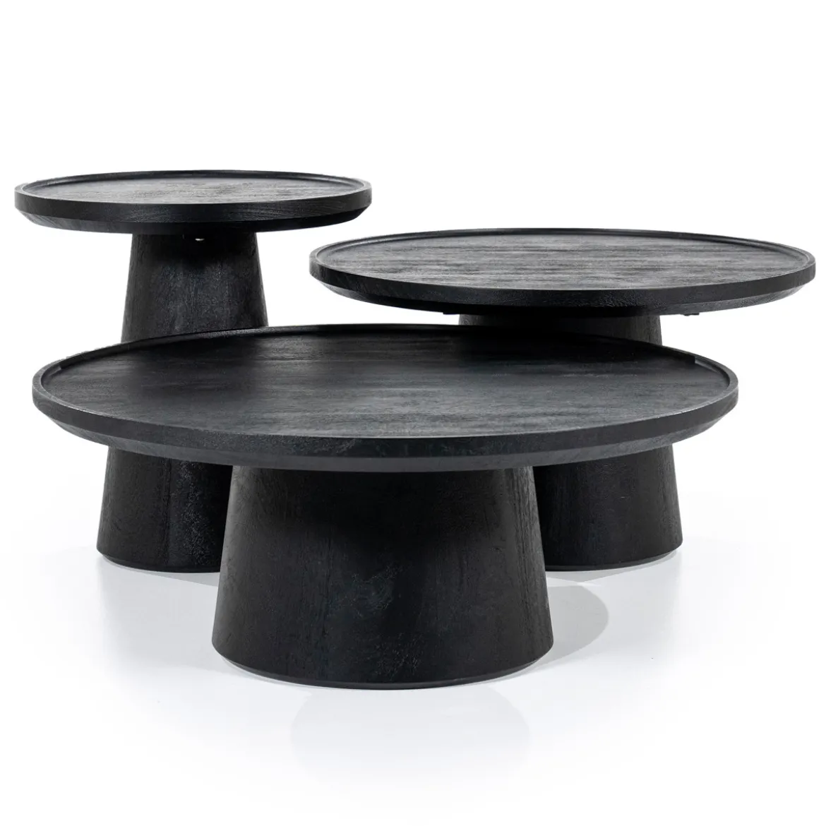 Ronde bijzettafel zwart mangohout - Eleonora Ron