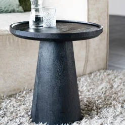 Ronde bijzettafel zwart mangohout - Eleonora Ron
