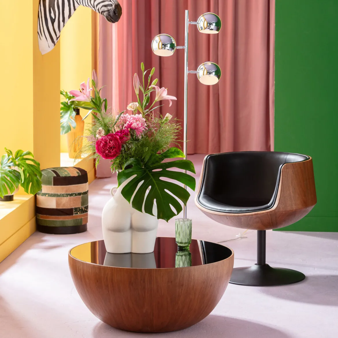 Ronde bol salontafel walnoot - Kare Design Tear Drops Walnut