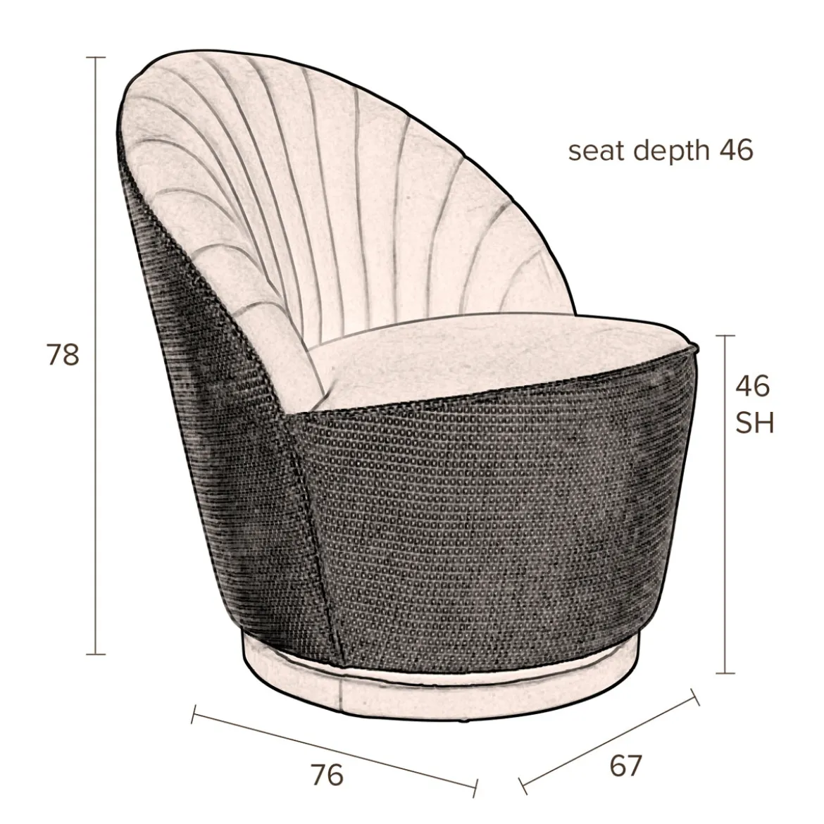 Ronde draaifauteuil vintage - Dutchbone Madison