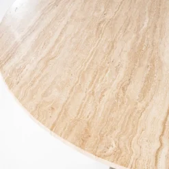 Ronde eettafel travertin en mangohout - Eleonora Aikin
