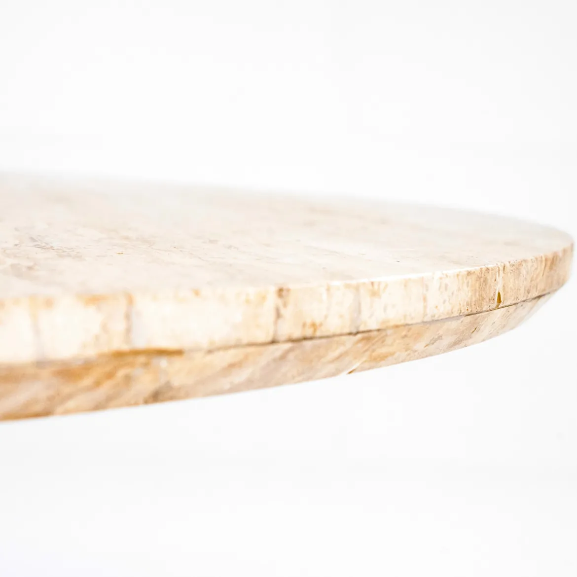 Ronde eettafel travertin en mangohout - Eleonora Aikin