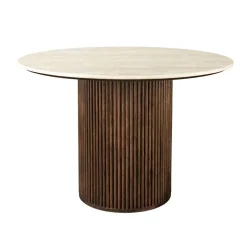 Ronde eettafel travertin walnoot - Dutchbone Arda