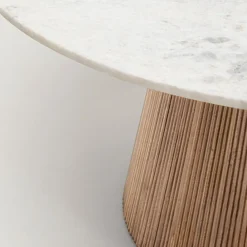 Ronde eettafel wit marmer en hout - Kare Design Grace