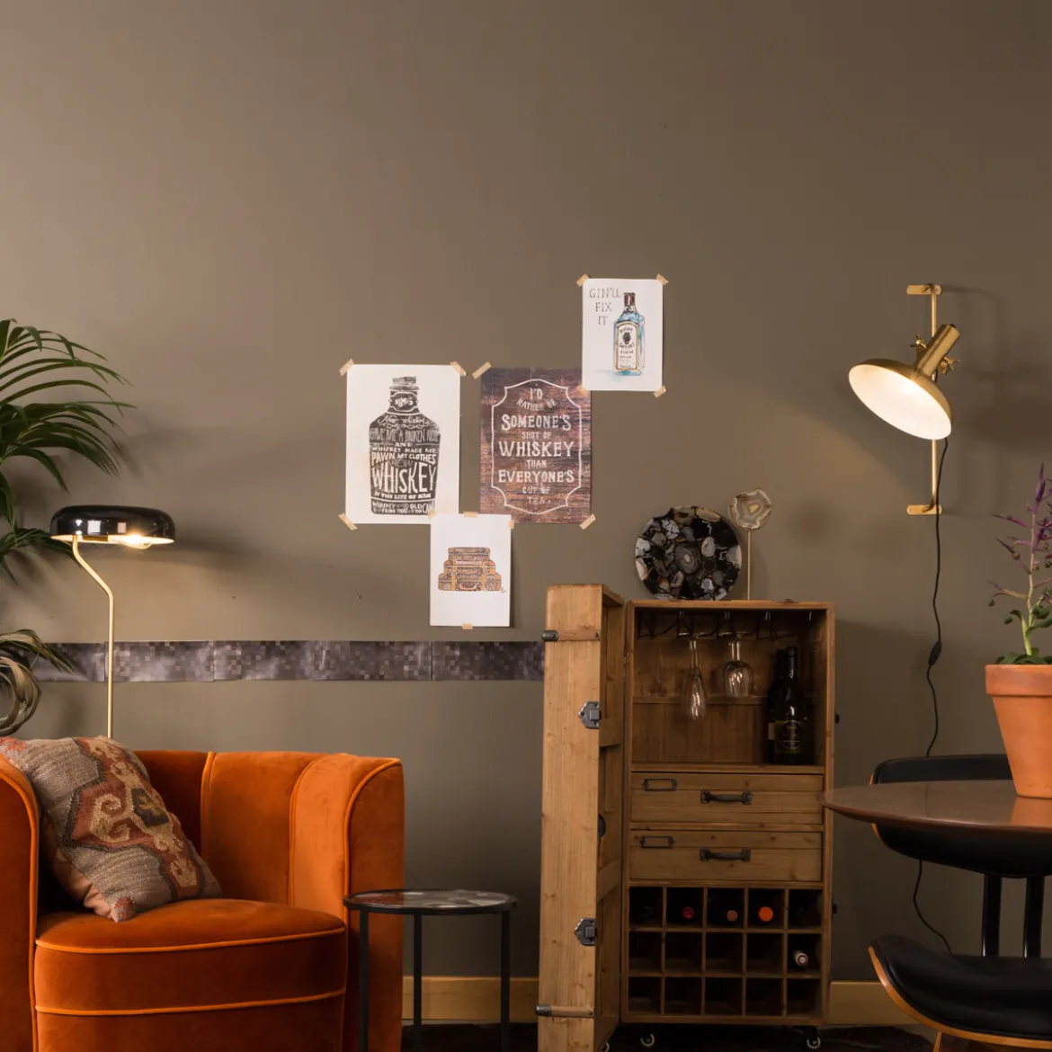 Ronde messing wandlamp - Dutchbone Karish