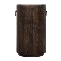 Ronde plantenzuil donker hout - Must Living Stripe