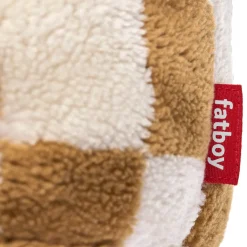 Ronde poef teddy met vakjes Almond Creme - Fatboy Point Chess