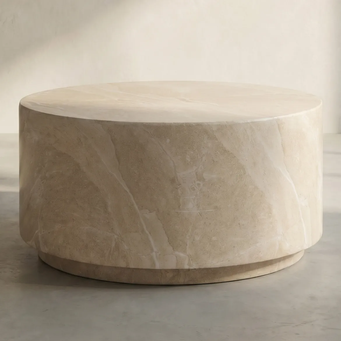 Ronde salontafel beige steen - Bodio Elsa