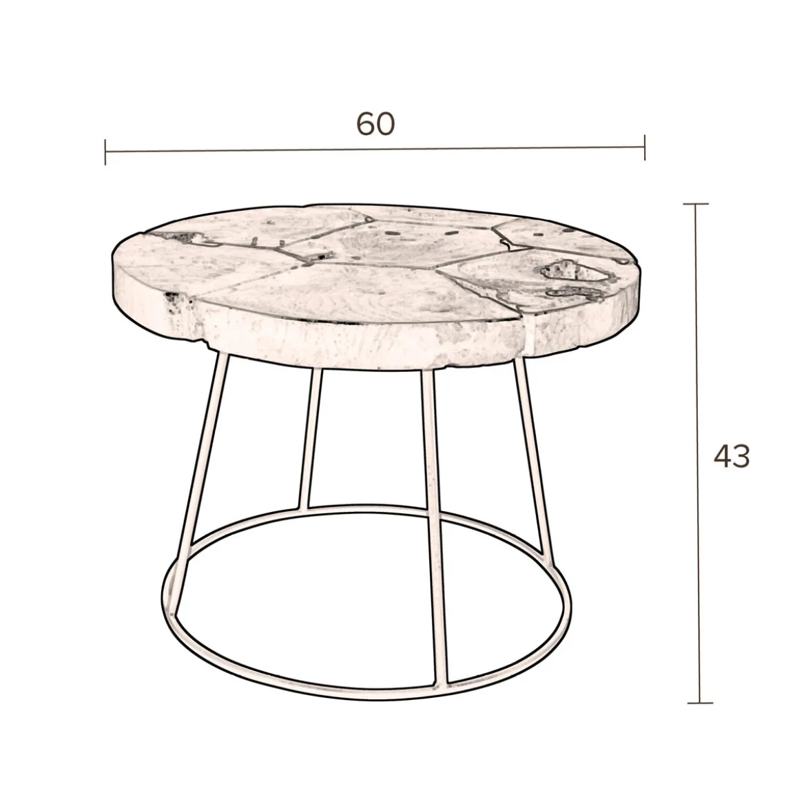 Ronde salontafel donker teakhout - Dutchbone Kraton