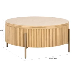 Ronde salontafel eiken met ribbels - Richmond Interiors Belfort