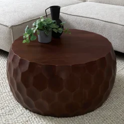 Ronde salontafel hout met patroon - Bodio Miel