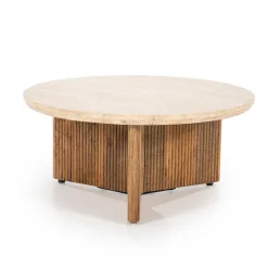 Ronde salontafel met travertin blad - Eleonora Sara