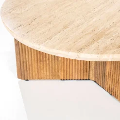 Ronde salontafel met travertin blad - Eleonora Sara