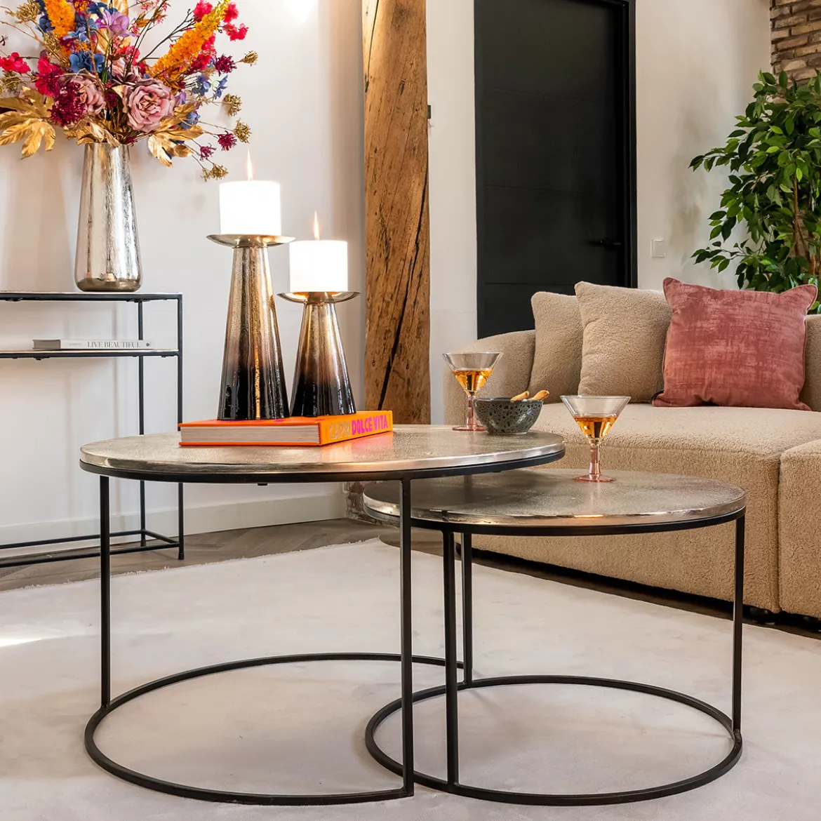 Ronde salontafelset aluminium - Richmond Interiors Asher