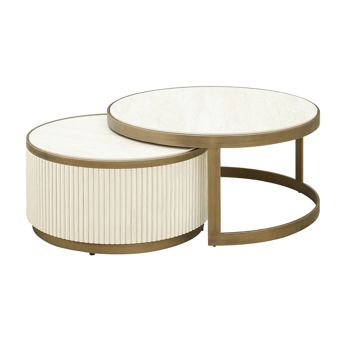 Ronde salontafelset beige goud - Richmond Interiors Tivoli