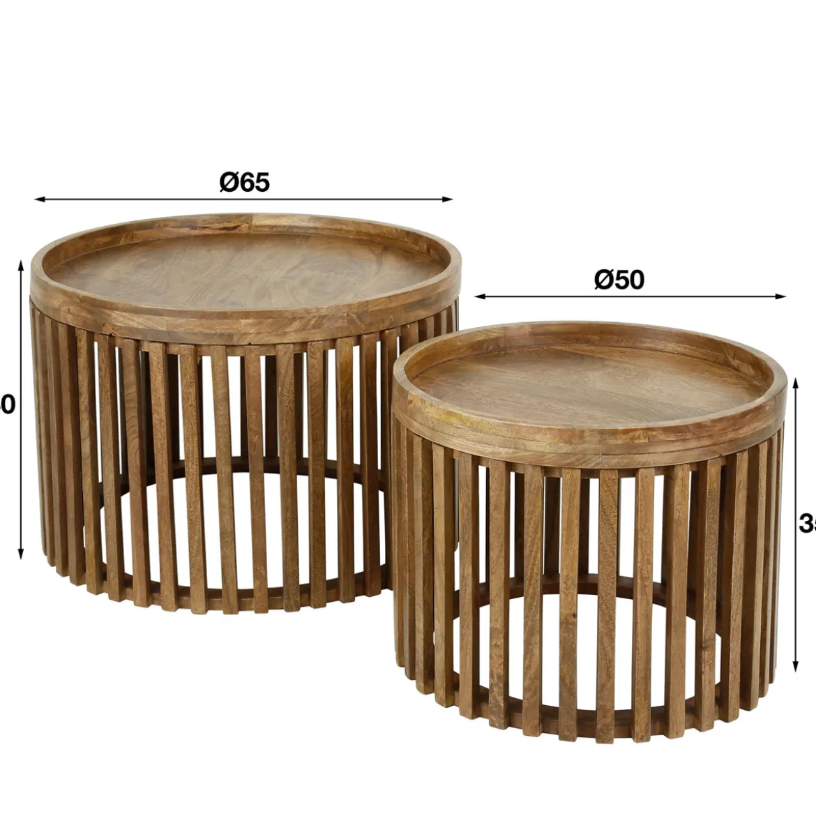 Ronde salontafel set mangohout - Giani Tweak