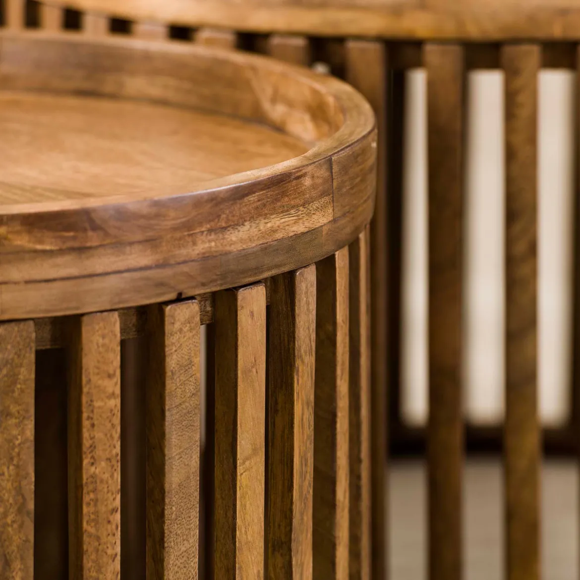 Ronde salontafel set mangohout - Giani Tweak