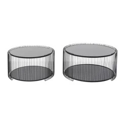 Ronde salontafel set met glasplaat - Kare Design Wire Double
