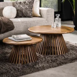Ronde salontafel set van 2 mango - Giani Tweak