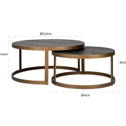 Ronde salontafelset visgraat - Richmond Interiors Blackbone