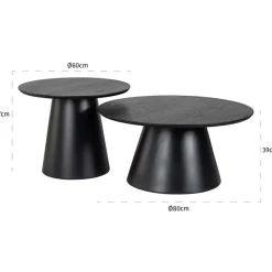 Ronde salontafel set zwart eiken - Richmond Interiors Jazz