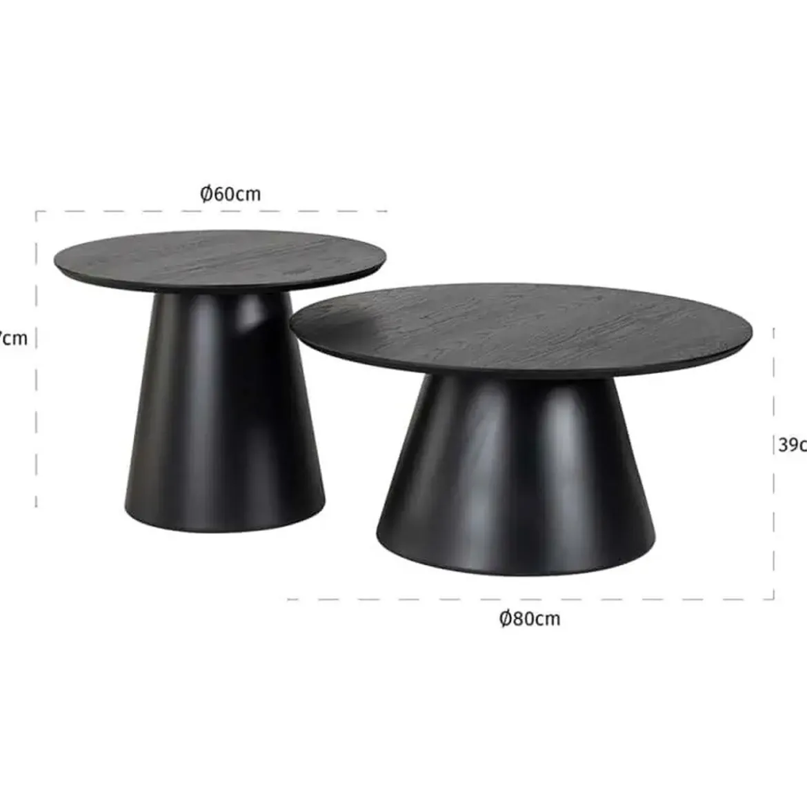 Ronde salontafel set zwart eiken - Richmond Interiors Jazz