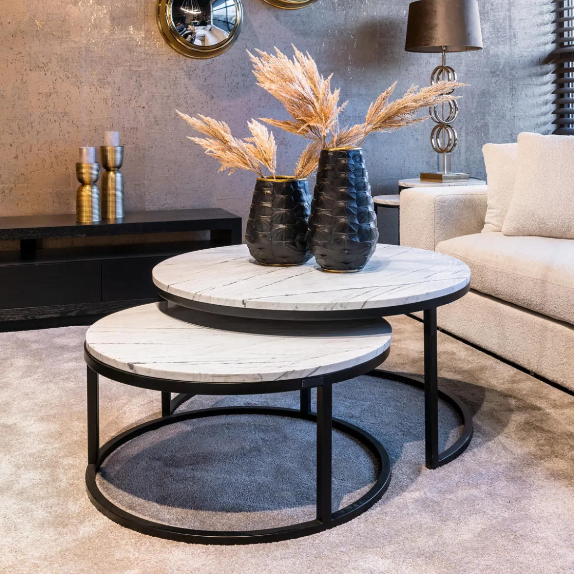 Ronde salontafels wit marmer - Richmond Interiors Lexington