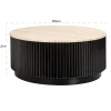 Ronde salontafel travertin en ribbelhout - Richmond Interiors Hampton