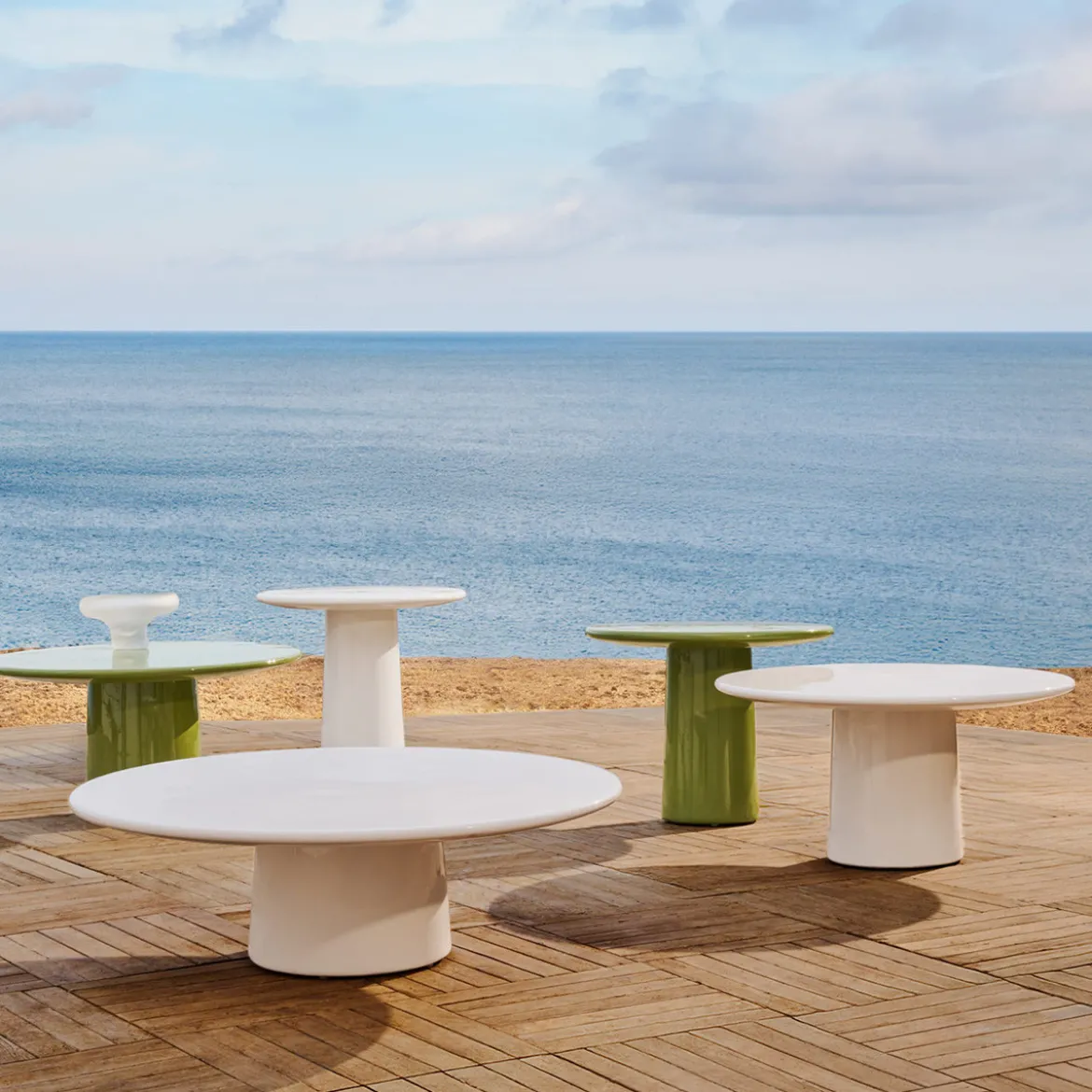 Ronde salontafel wit glanzend cement - Kave Home Albanella