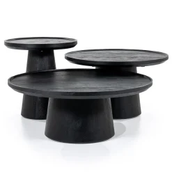 Ronde salontafel zwart mangohout - Eleonora Ron