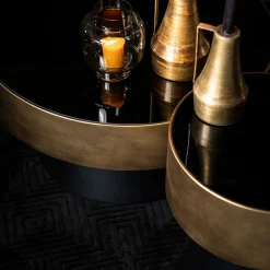 Ronde salontafel zwart met goud - By-Boo Bunga Large