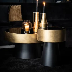 Ronde salontafel zwart met goud - By-Boo Bunga Large