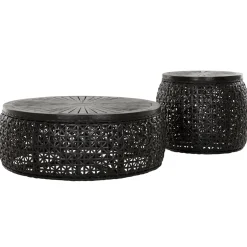 Ronde salontafel zwart rotan - Must Living Rimini Large