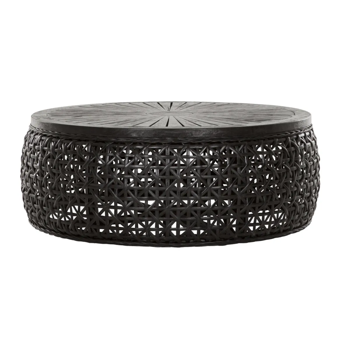 Ronde salontafel zwart rotan - Must Living Rimini Large