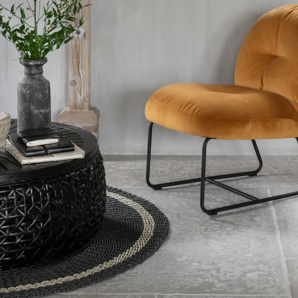 Ronde salontafel zwart rotan - Must Living Rimini Large