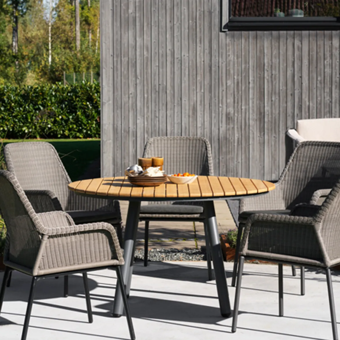 Ronde tuintafel bamboe en aluminium - Brafab Bam Bo