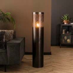 Ronde vloerlamp zwart nickel - Santa Cilinder Nickel