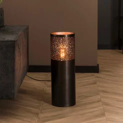 Ronde vloerlamp zwart nickel - Santa Cilinder Nickel