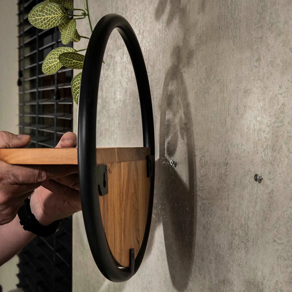 Ronde wandplankjes hout set van 3 - Giani Round