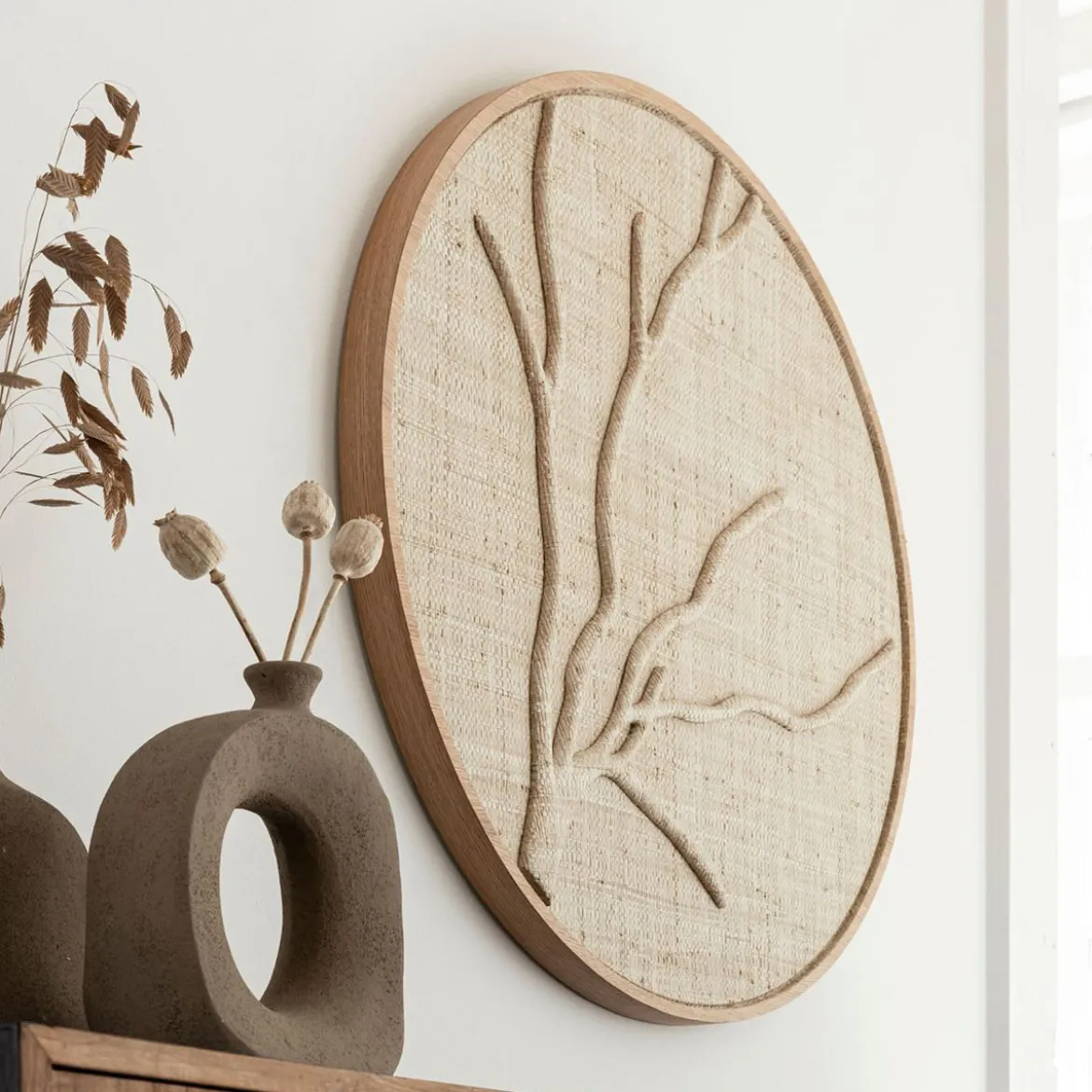 Rond wandpaneel jute beige - Must Living Jungle
