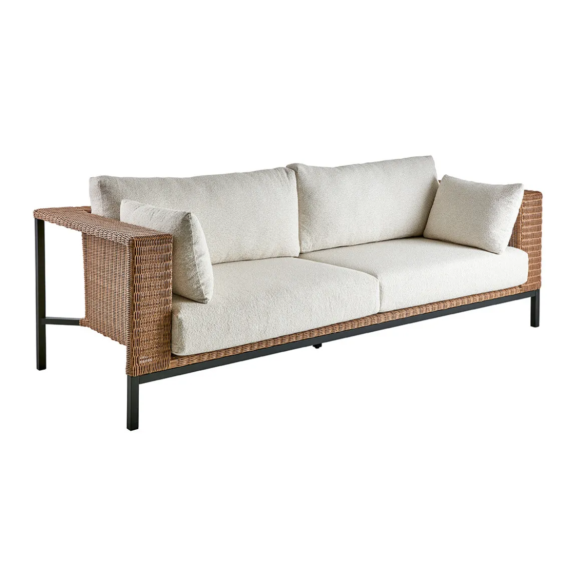 Rotan loungeset bank olefin teddy stof - Brafab Shell