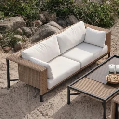Rotan loungeset bank olefin teddy stof - Brafab Shell