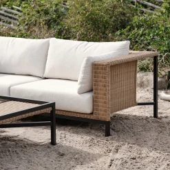 Rotan loungeset bank olefin teddy stof - Brafab Shell